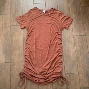 Destination Maternity Brown Ruched Bodycon Stretchy Maternity Dress sz XXL